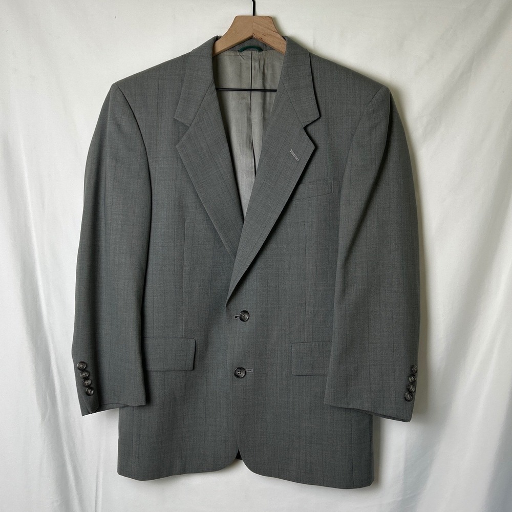 Austin Reed Mens Grey Pinstripe Wool 2-Button Suit Jacket Blazer Size 42R Grey